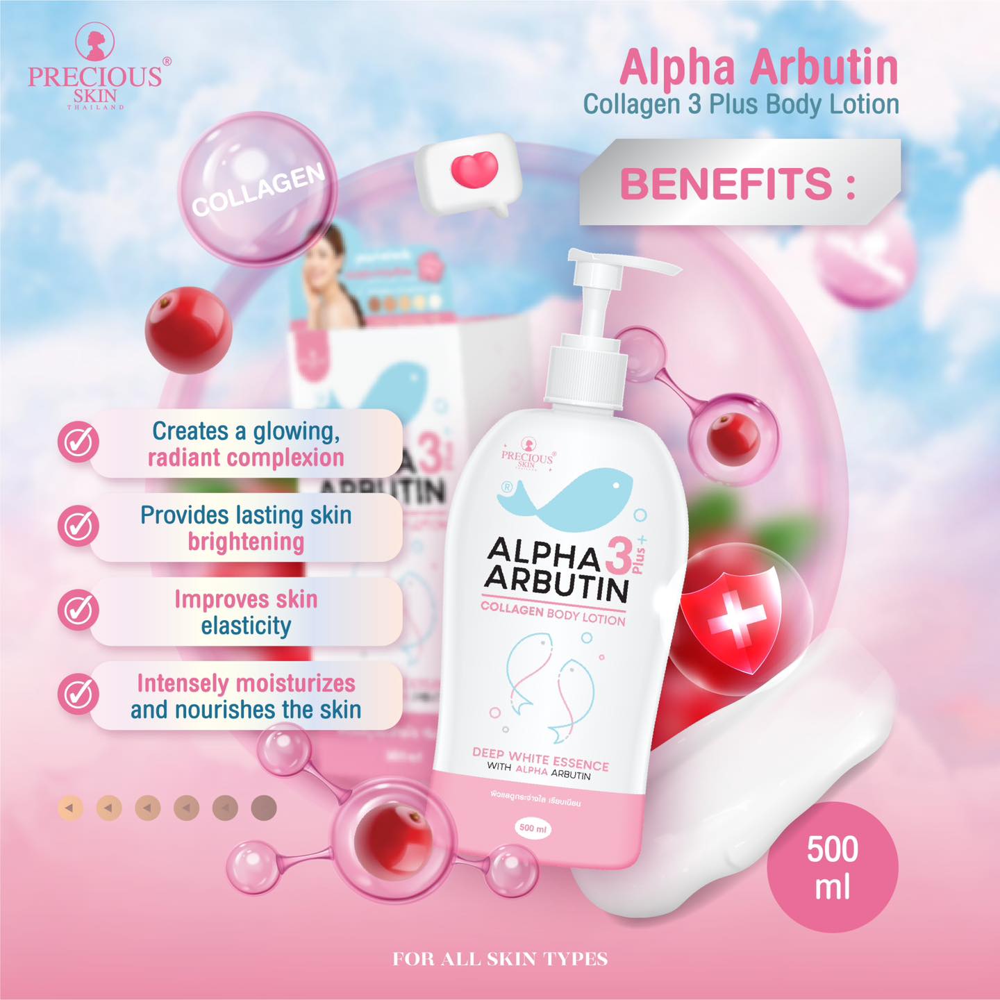 Sữa Dưỡng Thể Alpha Arbutin 3 Plus+ Collagen 500ml Hàng Thái - Ảnh 4