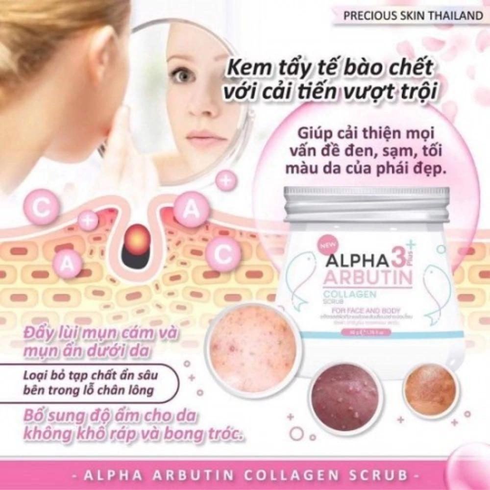 Tẩy Tế Bào Chết Alpha Arbutin 3 Plus+ Collagen Scrub 50g Hàng Thái - Ảnh 6
