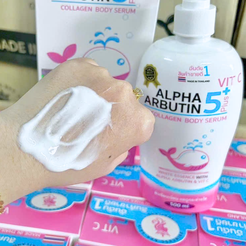Sữa dưỡng thể Alpha Arbutin Collagen Body Serum 5+ Plus 500ml Hàng Thái - Ảnh 2