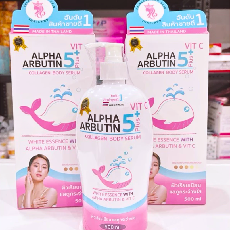 Sữa dưỡng thể Alpha Arbutin Collagen Body Serum 5+ Plus 500ml Hàng Thái - Ảnh 3