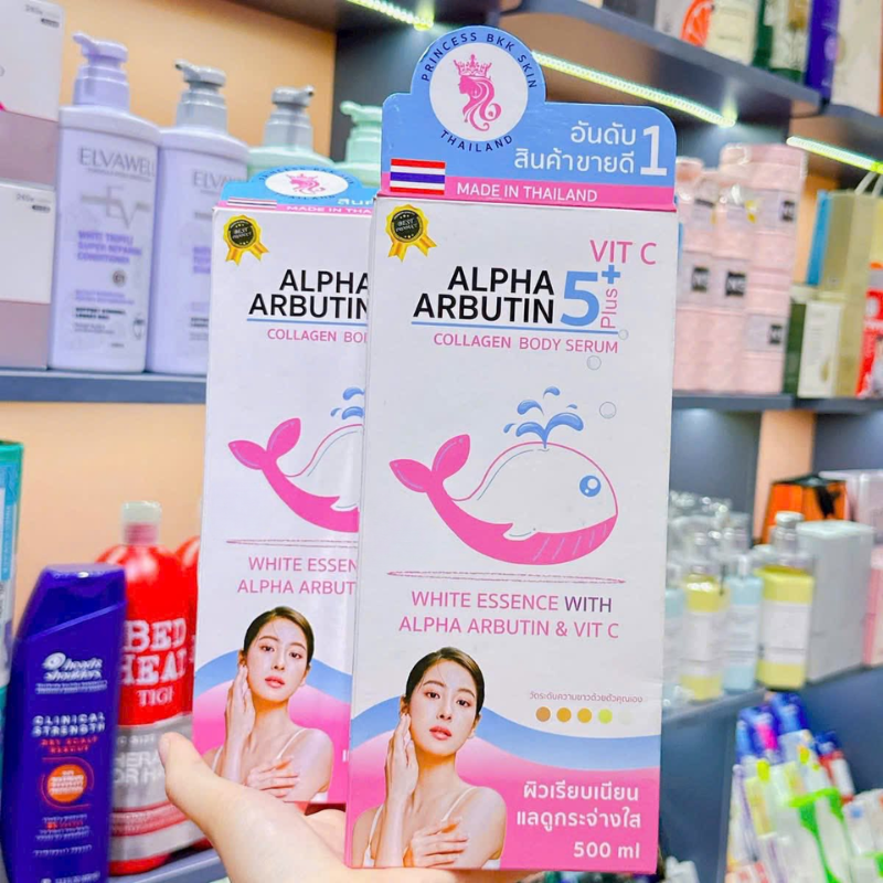 Sữa dưỡng thể Alpha Arbutin Collagen Body Serum 5+ Plus 500ml Hàng Thái - Ảnh 4