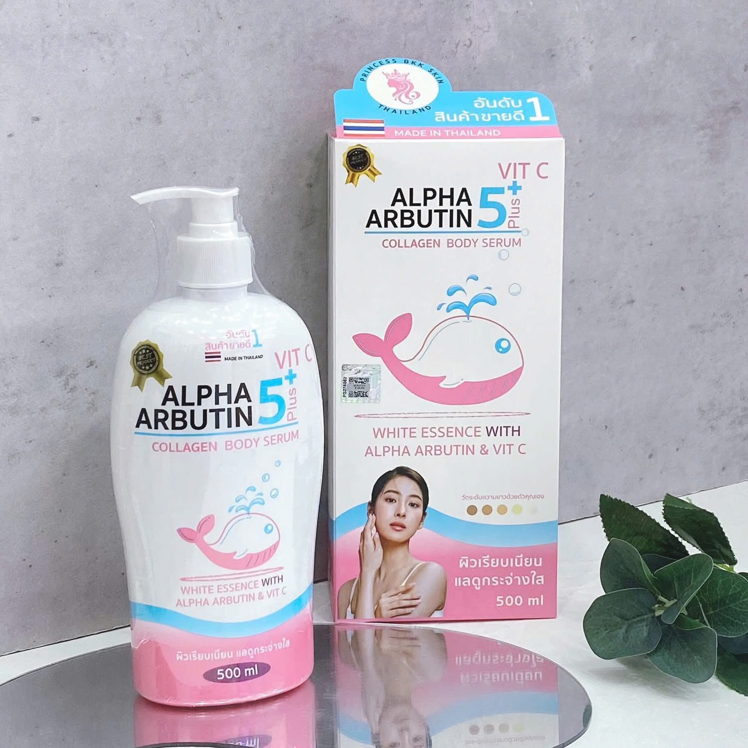 Sữa dưỡng thể Alpha Arbutin Collagen Body Serum 5+ Plus 500ml Hàng Thái